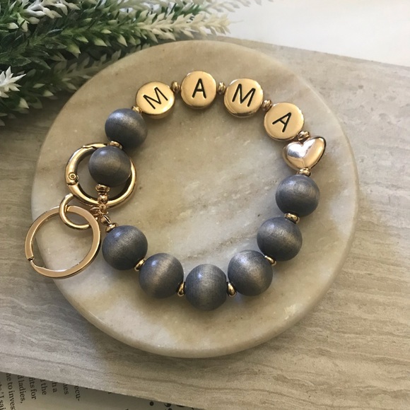 Mama Stretch Bracelet Set-Black & Gold - Picture 3 of 3